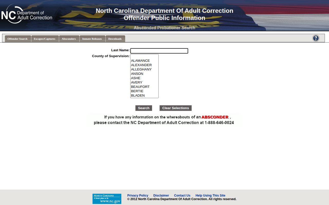 NCDAC absconder search for Polk County post-release supervision
